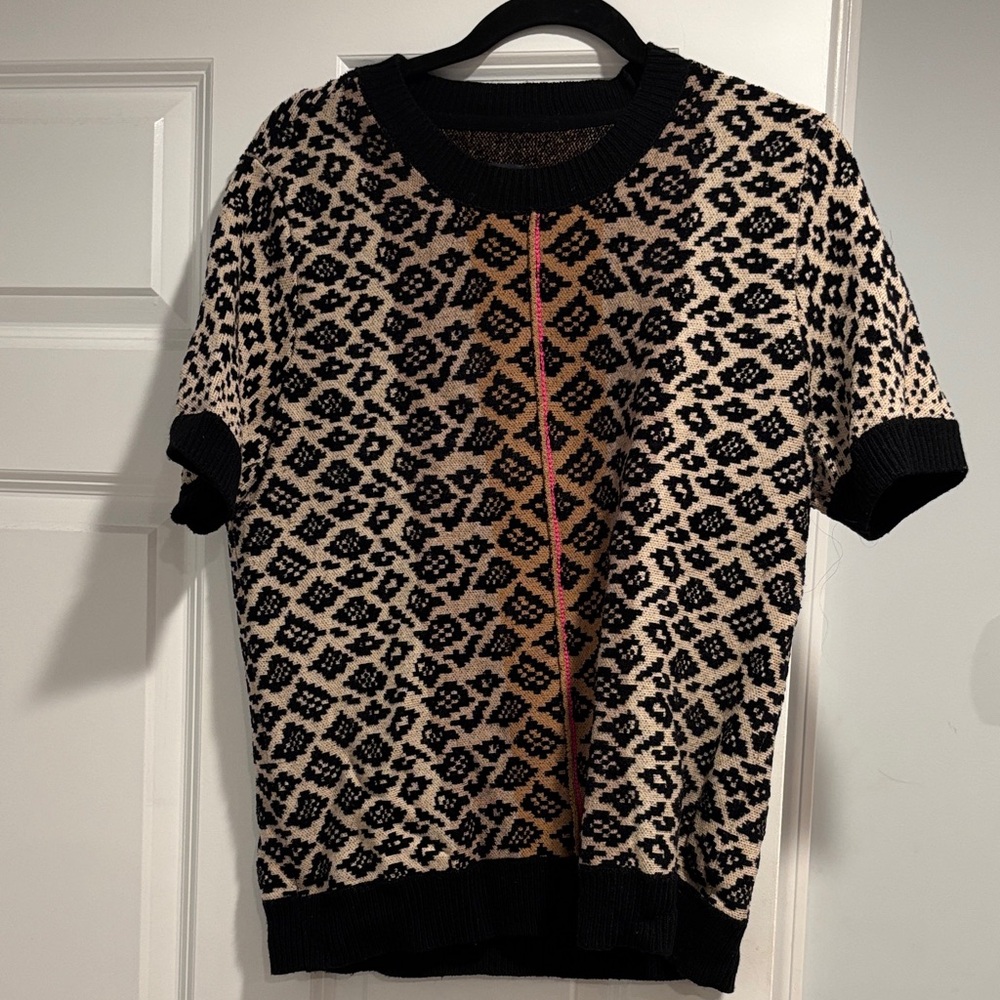 Maeve Black and Cream Patterned Sweater
